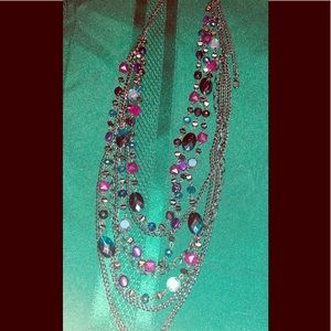 Multi-strand gunmetal,purple,teal&violet necklace